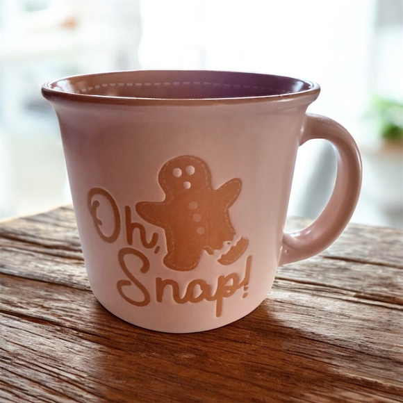 "Oh Snap!" Pink Gingerbread Man Christmas Coffee Mug Better Living - Picture 2 of 5